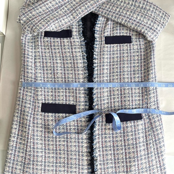 PINKO Made in Italy Long Tweed Jacket Blue & White - Picture 15 of 16